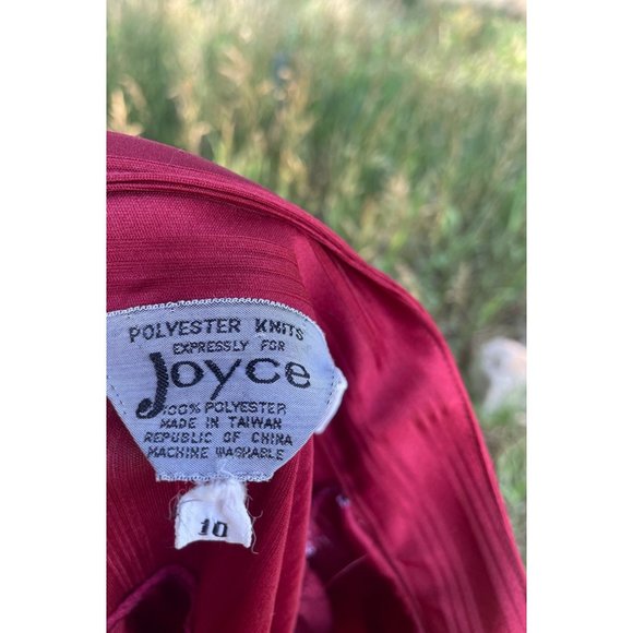 Vintage 1970s Womens Button Blouse Burgundy Red Striped - Picture 7 of 12